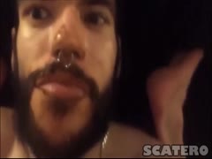 Scat lover man eating his poop